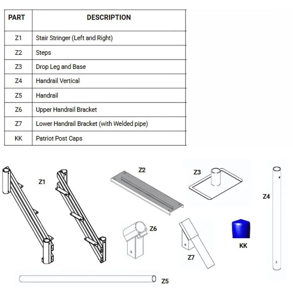 Stair Components - 2 to 6 Step Models
